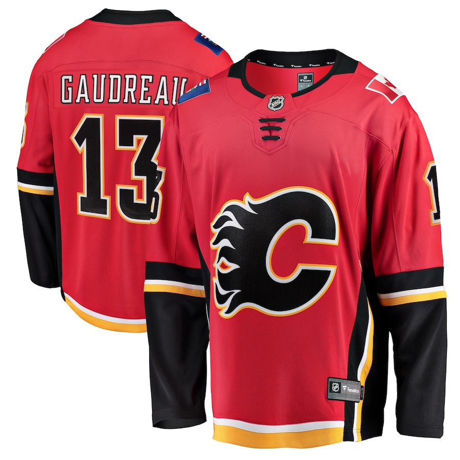 NHL Men Calgary Flames 13 Johnny Gaudreau Red Breakaway Player Jersey